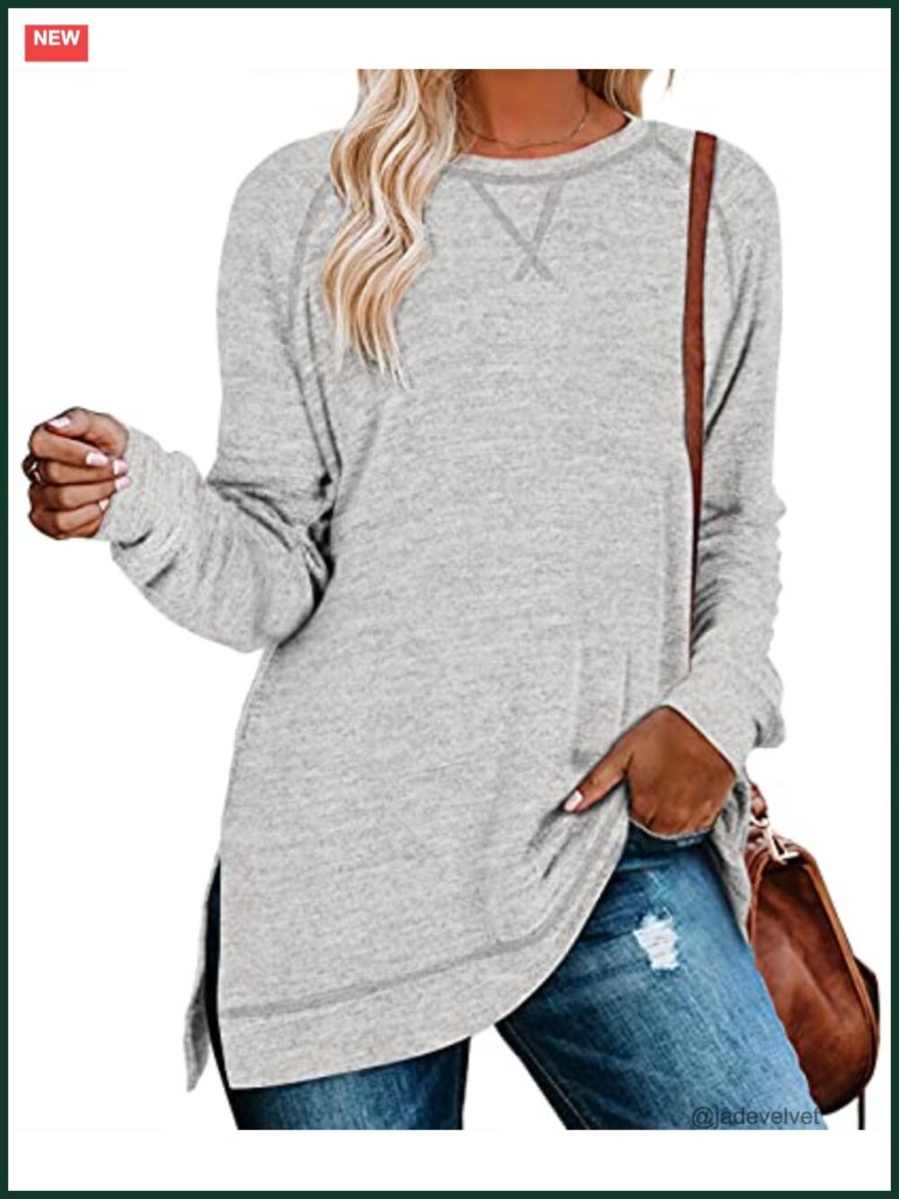 Aokosor Women's Long Sleeve Tunic Top Loose Fit Crewneck Pullover for Leggings